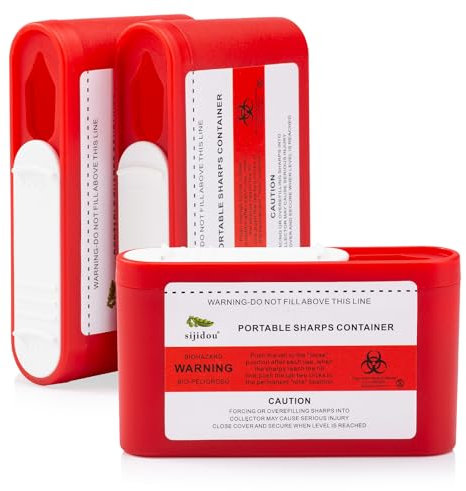 Lot de 3 petits récipients portables pour l'élimination des aiguilles à insuline | Récipient de voyage pour diabétiques et aiguilles médicales (3)