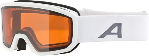 ALPINA SCARABEO JR. Q-LITE - Gafas de esquí OTG espejadas para niños, máxima comodidad gracias al Comfort Frame, con 100% de protección UV, white matt