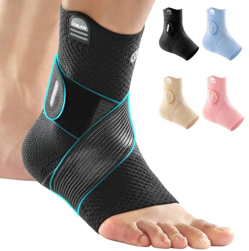 ZOELION Knöchelbandage mit Einzigartigem Netzband, 3D-Gestricktes Luftgewebe Sprunggelenkbandage für Plantarfasziitis Achillessehne, Verstellbare Fussbandage zur Schmerzlinderung Verletzungshilfe, L