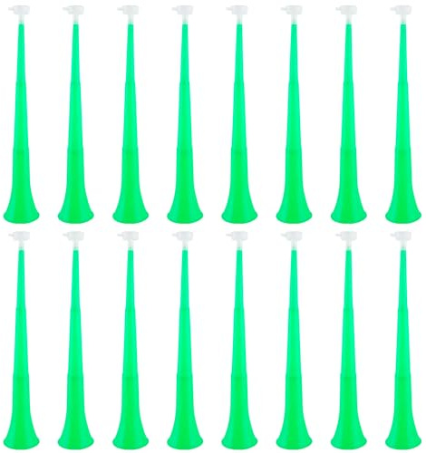 Hoarost 16 Pcs 24 Inch Plastic Collapsible Stadium Horn Vuvuzela Horn Noisemakers for Sporting Events Graduation Sports Games Party Favors (Green)