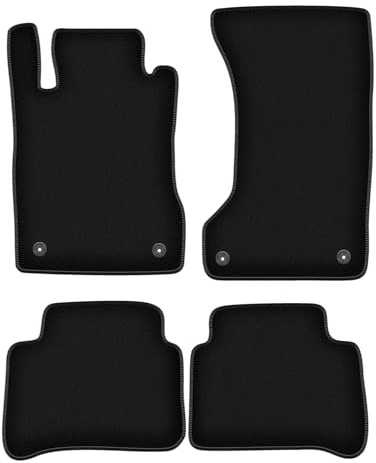 Wielganizator Velours Fußmatten passend für Mercedes W211 4Matic (2003-2009) | Qualität: Basic - Genaue Passform, rutschfeste Untregrund 4-teilig - Schwarz