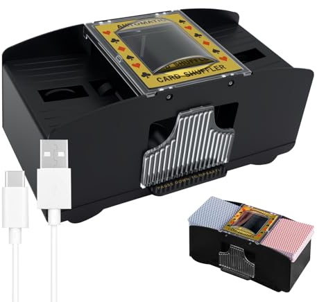 Automatic Card Shuffler Machine, 1/2 Deck Electric Card Shuffling Device with USB & Battery Power, Fast Shuffle for Poker, Blackjack, Bridge, Texas Hold'em Portable Card Shuffler