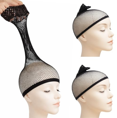 Wig Caps, 2PCS Hair Nets for Women, Wig Caps to Hold Wigs in Place (Black)