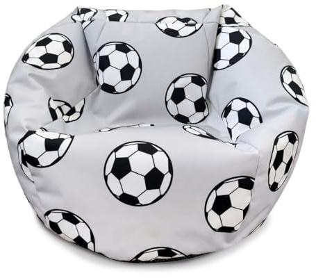 Bags of Beans Wipe Clean Kids Bean Bag Chair Lounger - Football | Machine Washable Removeable Cover Colourful Indoor Beanbag Seat for Children and Toddlers - 67(D) x 67(W) x 48(H)cm