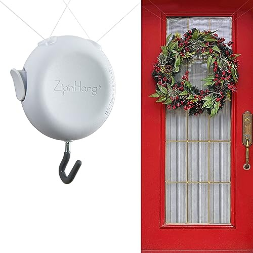 Cintres de couronne pour porte d'entrée : ZipnHang réglable | Crochet sans dommage pour porte d'entrée, verre et écran | Pas besoin de clous ou de ruban adhésif | Auto-centrage | Facile à utiliser