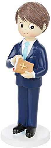 Mopec figura Comunione Bambino Tuta e Bibbia, Poliresina, Blu navy, 6.5 x 6.5 x 17 cm