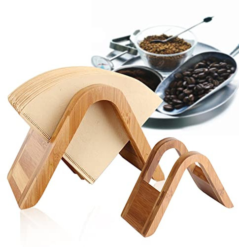 Coffee Filter Holder, Bamboo Wooden Coffee Paper Storage Rack, Coffee Filter Paper Container Dispenser, Coffee Filtering Paper Storage Display Shelf Rack Stand