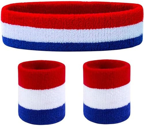 Sweat Band Headband Wristbands for Men - Head Wrist Sweatband Set for Women Kids Boys Girls - Ideal for Sports Athletics Event Workout Exercise Basketball Running Tennis Football