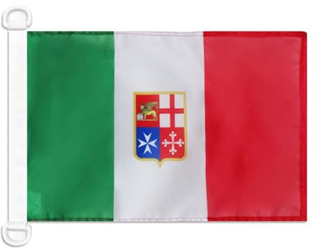 AZ FLAG - Drapeau Pavillon Civil Italie - 45x30 cm - Pavillon Nautique Marchand Italien Spécial Bateau Et Extérieur En Maille Bloquée Avec Anneaux Plastiques Intégrés - 30g