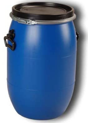 FUT Plastique 60 litres avec Couvercle Amovible – Bidon Bleu à Ouverture Totale pour Stockage de Liquides et Solides – Résistant, Pratique et Polyvalent