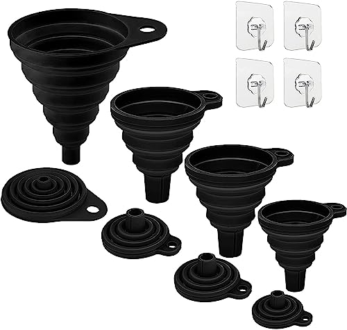 Küchen Trichter, 4 Größen Faltbar Silikon Trichter für Bier & Flüssigkeiten Übertragung (S/M/L/XL)