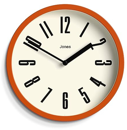 JONES CLOCKS® Hot Tub wanduhr | Kleine Retro runde Uhr | 20cm | Orange | Leicht lesbare Zahlen | Ideal für küche, büro, kinderzimmer, großen oder kleinen Raum