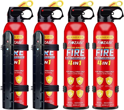 FIOZABI Portable Fire Spray With Bracket Portable Aerosol Extinguisher for ALL FIRES inc. for Home, Kitchen, Fireplace, Grill, Car, Caravan 620ML(4 pack)
