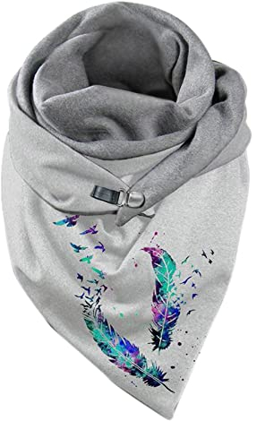 AIchenYW Dreiecksschal Tuch mit Verschluss Groß Dreieck Winter Dreieckstuch Hochwertige Qualität Dreiecksschal warme Art und Weisewickel Schal Lockere Print Dreiecksschal (Grey, One Size)