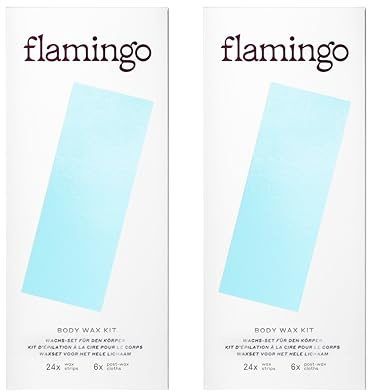 Flamingo Körper Wachs-Set - Wachs-Set für Frauen mit 48 Wachsstreifen und 12 Pflegetücher für danach für Damen, Wachsstreifen, Körperwachstreifen, Enthaarungswachs