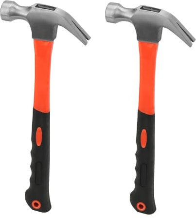 2 PCS Claw Hammer, 8oz Framing Hammer, Small Hammers with Rubber Grip, Carbon Steel Camping Hammers for Carpenter Tools