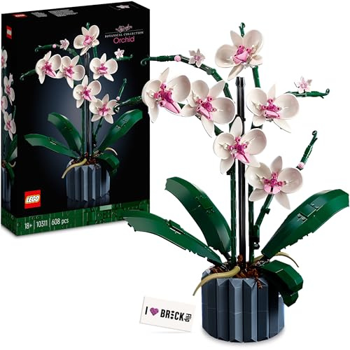Lego Icons Orkidé 10311: Blommor Dekorativt Set Med Polybag Blomsterträdgård - Klämbyggstenar, Bukett för Vuxna Från Botanical Collection
