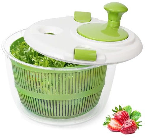 Large Salad Spinner - Wash,Rotate & Dry Salad Vegetables,Fruits&Vegetables, 5 Quarts,Salad Spinner