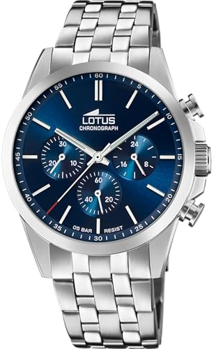 LOTUS Reloj Hombre Analógico de Acero Inoxidable 316l Plateado