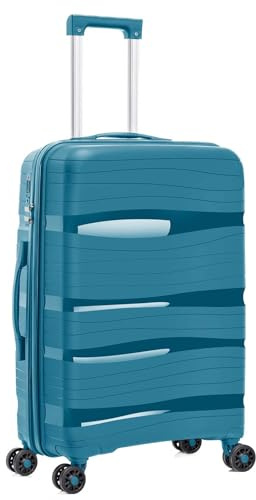 ARTREE Maletas de Viaje Mediana Polipropileno - Maleta Mediana Rígida Prácticas y Ligeras 66x45x28cm - Maleta de Mediana con 4 Ruedas Giratorias y Cierre de Combinación, 70L (Azul)
