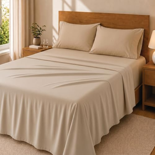 Degrees Home Premium – Juego de Sábanas 140x200 cm 4 Piezas: Sábana Bajera Ajustable, Encimera y 2 Fundas de Almohada 50X70 – Microfibra Cepillada, Suave, Oeko-Tex Certificado