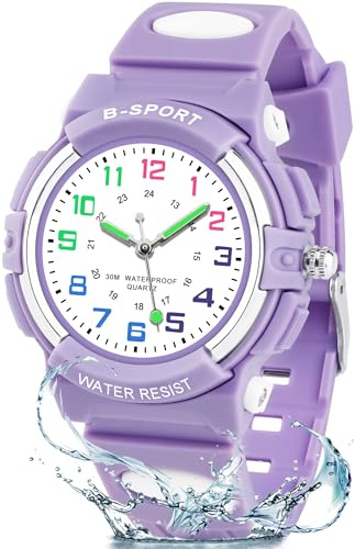 GUUMUXIN Reloj de Pulsera Analógico para Niños y Niñas, Relojs de Pulsera Analógico de Cuarzo con Reloj de Pulseras de Caucho, Resistente al Agua, para Deportes al Aire Libre