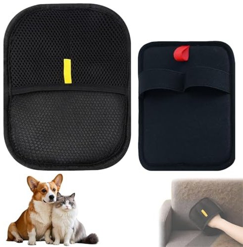YAYNO 2 Piezas Pet Hair Remover Double Sided Grooming Glove Cepillo para gatos Cepillo para perros Guantes de eliminación estática reutilizables Guantes de aseo para mascotas