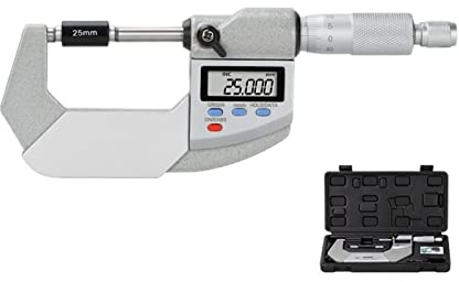 Digital Micrometer, Micrometer IP65 Outside Digital Micrometer 0-25/50/75/100mm 0.001mm Water/Oil Proof Electronic Gauge Measure Caliper Professional Measuring Tools Thickness Gauge(25-50mm)