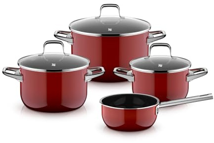 WMF Fusiontec Essential Pro, 4-teiliges Topf-Set, langlebiges, kratzfestes Material, Topfset Induktion, für alle Herdarten geeignet, Made in Germany, Passion Red, 0521455290