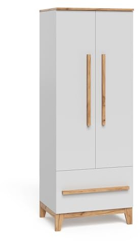 VitaliSpa Armadio per bambini Malia, Bianco/Artisan, 70 x 186.8 cm, combinabile con altri mobili della serie Malia