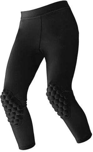 Gralara Leggings a Compressione per Ragazzi, Resistenti agli Urti, Flessibili, Lunghezza 3/4, per Ragazzi e Ragazze, Pantaloni Sportivi Accessori, YM Nero