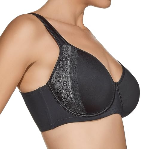 Selene, Reggiseno Donna con Coppa Spacer Decorata in Pizzo, Ferretto e Spalline Larghe Comfort, Collezione Mia, Colore Nero, Taglia 6C