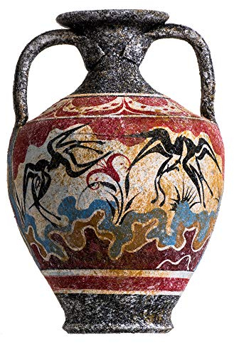 Jarrón De Cerámica De Cerámica Hecho A Mano De Primavera De Ánfora Minoica Griega Antigua Mediano