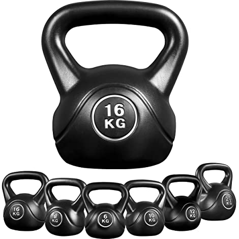 Yaheetech Kettlebell Schwarz Kugelhantel mit Neoprenbeschichtung 6-20 Kg Schwunghantel Gewichte Hantel für Kraftraining 16 kg