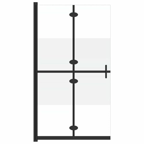 vidaXL Walk-in Foldable Shower Wall with Half Frosted Glass & Aluminium Frame, 100x190 cm Size, Easy to Clean, Space-Saving Design