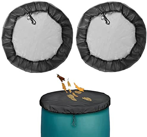 2PCS Filet pour Citerne de Pluie,Ø95cm Couverture de Filet de Baril de Pluie,Filet de Protection pour Tonneau de Pluie avec Cordon de Serrage élastique Housse pour tonneau d'eau pour Jardin extérieur