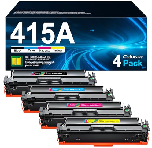 Coloran 415A Tonerkartusche Multipack Kompatibel für HP 415A Toner Mit Chip W2030A W2031A W2032A W2033A, Color Laserjet Pro MFP M454 M454dw M454dn M479fdw M479 M479dw M479fnw M479fdn W2030X (4er-Pack)