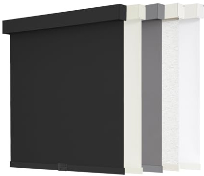 AOSKY Blackout Roller Shades Cordless Blinds for Windows, Free-Stop Shades with Valance, Thermal Insulated Fabric, UV Protection, Natural Woven Blinds for Home and Office (34 W x 72 H, Black)