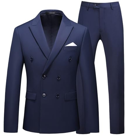 Traje cruzado para hombre, corte ajustado, 2 piezas, traje de negocios, corte ajustado, elegante, traje de boda, moderno, juego de pantalones de esmoquin, traje de novio, ligero, corte blazer con