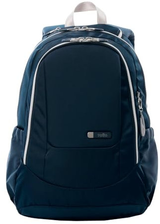TOTTO - Mochila para Ordenador Portátil 14 Pulgadas, Modelo Goctal 2.0, Mochila Oficina e Instituto, 3 Compartimentos, Bolsillos Botella, Espaldar Ergonómico, Cómodas Correas en S, Color Salute Azul