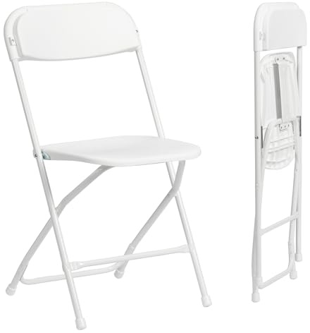 Real Relax Plastic Folding Chairs Set of 2, White Plastic Folding Chairs, Perfect for Party Event Outside Entertaining, 158kg Capacity
