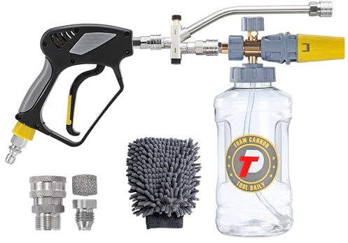 Tool Daily Foam Cannon with Pressure Washer Gun, Dual Connector Accessory, Power Washer Gun with 3/8'' Swivel Connector, Adjustable Soap Cannon with M22-14 and 1/4” Quick Connect Fittings, 1.5 Liter