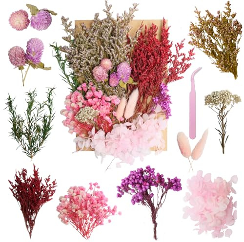 Real Dried Flowers for Resin, Natural Pressed Flowers(Multicolor2) | Natural mixed dried flower pack with tweezers for DIY resin crafts, jewelry & candles.