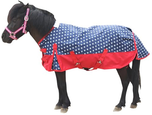 Leberna Manta impermeable 1200D ligera para lluvia, caballo mini Shetland, ponis, 0g de relleno (Estrella, 1m)