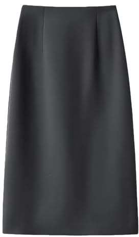 RWGSNB Gonne Donna Gonna Midi Invernale in Lana Lunghezza al Ginocchio alla Moda con Spacchi Vita Alta Aderente Tinta Unita Elegante Linea Ad a Gonna Dritta in Lana per Ufficio e Lavoro Grigio L