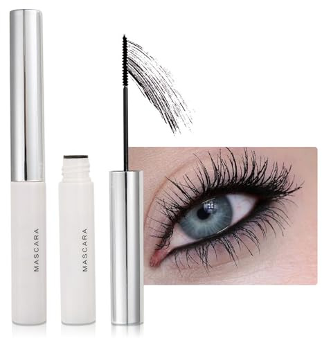 Black Mascara Waterproof - Mascara Black for Short Lash - Lengthening mascara for Older Women - 0.25mm Extra Fine Lash Mascara black Tinted for Eyelashes Extended Natural, Smudge-proof, Long Lasting