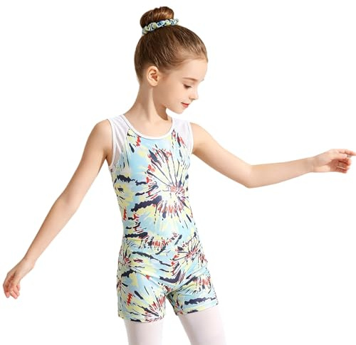 Oyolan Flicka Unitard med shorts gymnastikset Gymnastik Unitard för flickor träningskläder för flickor, – färg:, 9-10 �r