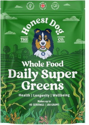 Honest Dog Co. Super Greens for Dog Health with Natural Superfoods | Support Dog Health with 7 natural superfoods. Honest Dog formula for digestion, skin & coat. Up to 40 servings.