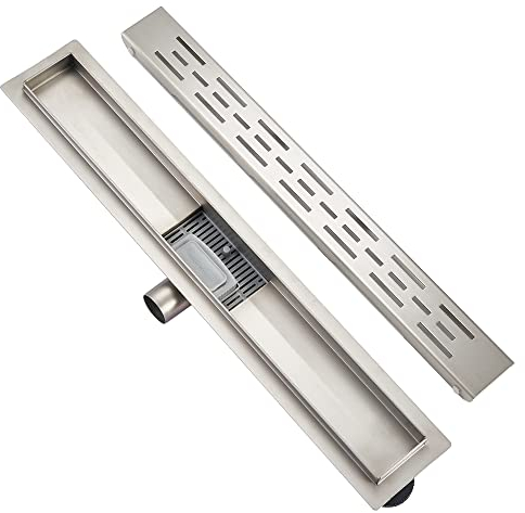 Plumbsys Linear Shower Drain L60cm,Stainless Steel,H type floor drain complete set ，Shower Drain Siphon with Odor Stop and Hair Strainer …