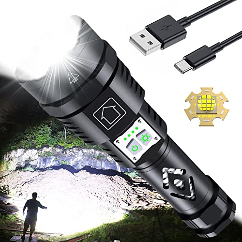 inverkey LED Taschenlampe Extrem Hell 150000 Lumen, USB Wiederaufladbare Taschenlampen, XHP160.5 Taktische Taschenlampe mit 6 Lichtmodi, IP67 Wasserdicht für Outdoor Camping Notfälle